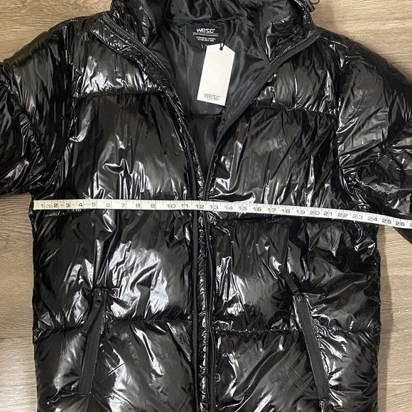 WESC Shiny Men’s Black Puffer Jacket with Hood